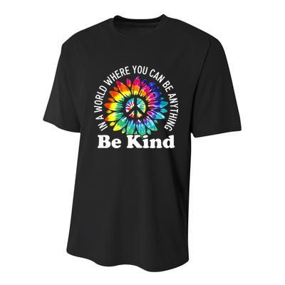 In A World Where You Can Be Anything Be Kind Sign Language Youth Performance Sprint T-Shirt