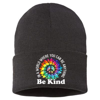 In A World Where You Can Be Anything Be Kind Sign Language Sustainable Knit Beanie