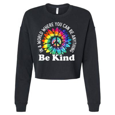 In A World Where You Can Be Anything Be Kind Sign Language Cropped Pullover Crew