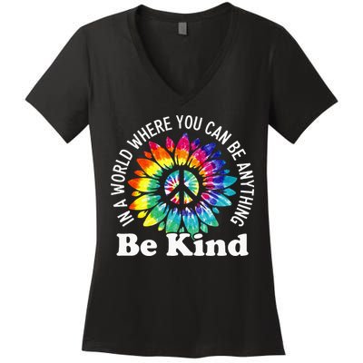 In A World Where You Can Be Anything Be Kind Sign Language Women's V-Neck T-Shirt