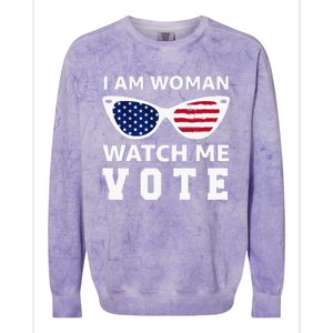 I Am Woman Watch Me Vote Colorblast Crewneck Sweatshirt