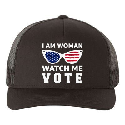 I Am Woman Watch Me Vote Yupoong Adult 5-Panel Trucker Hat