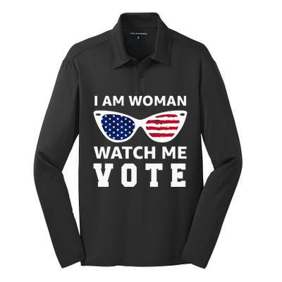 I Am Woman Watch Me Vote Silk Touch Performance Long Sleeve Polo