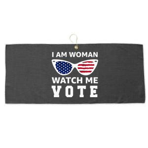 I Am Woman Watch Me Vote Large Microfiber Waffle Golf Towel