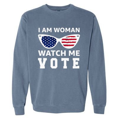 I Am Woman Watch Me Vote Garment-Dyed Sweatshirt