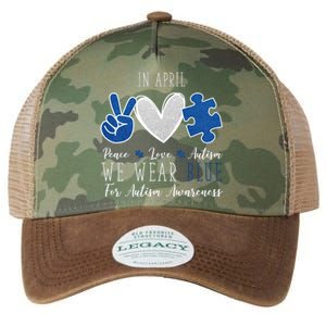 In April We Wear Blue For Autism Peace Love Legacy Tie Dye Trucker Hat