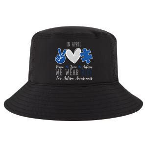 In April We Wear Blue For Autism Peace Love Cool Comfort Performance Bucket Hat