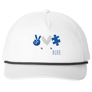 In April We Wear Blue For Autism Peace Love Snapback Five-Panel Rope Hat