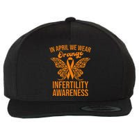 In April We Wear Orange Butterfly Infertility Awareness Week Wool Snapback Cap