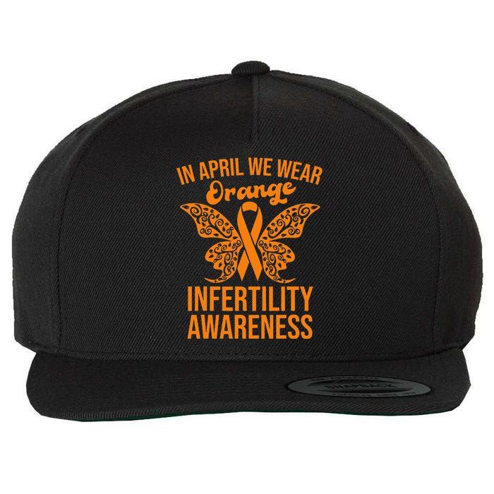 In April We Wear Orange Butterfly Infertility Awareness Week Wool Snapback Cap