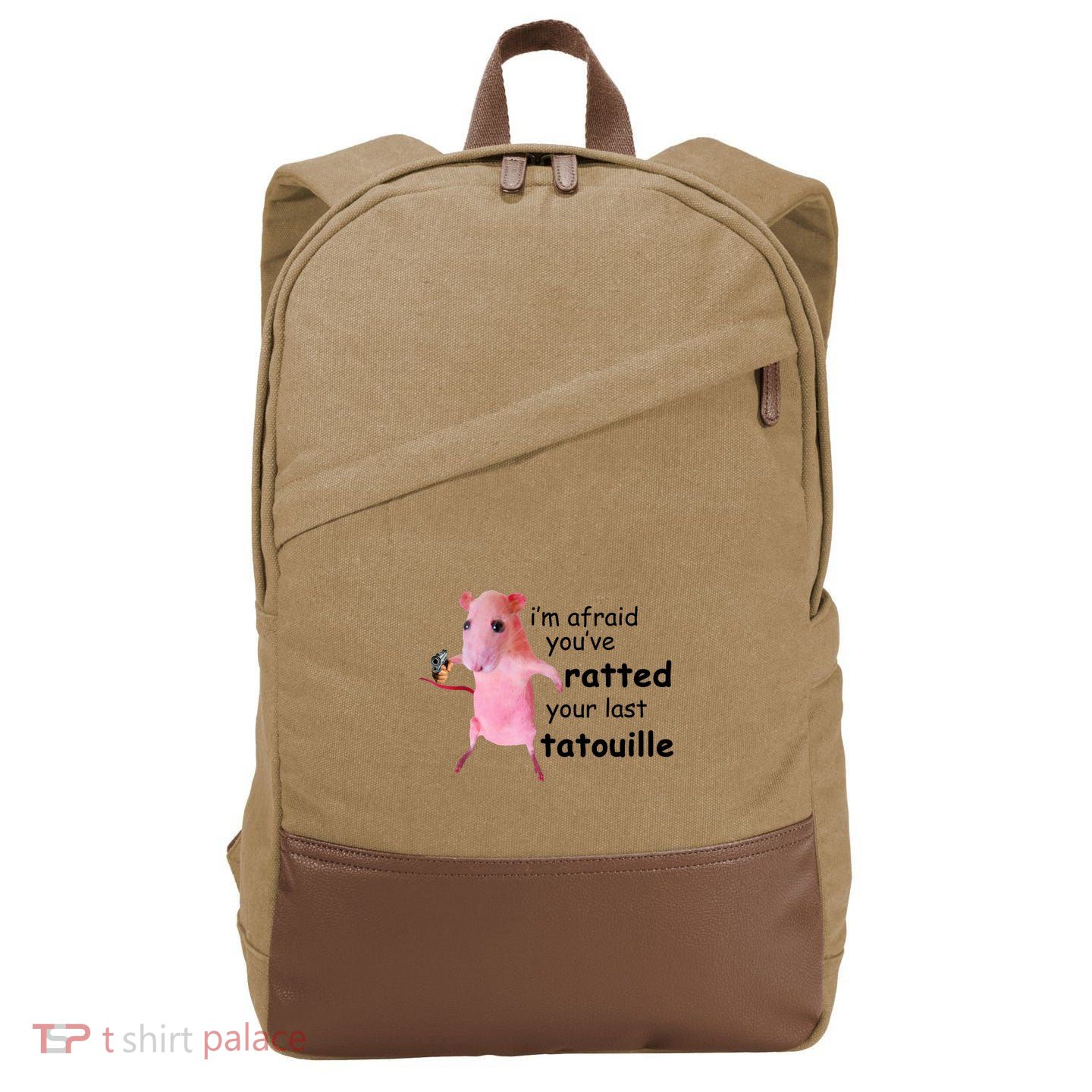 Im Afraid Youve Ratted Your Last Tatouille Funny Pink Rat Cotton Canvas Backpack