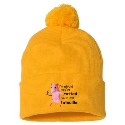 Im Afraid Youve Ratted Your Last Tatouille Funny Pink Rat Pom Pom 12in Knit Beanie