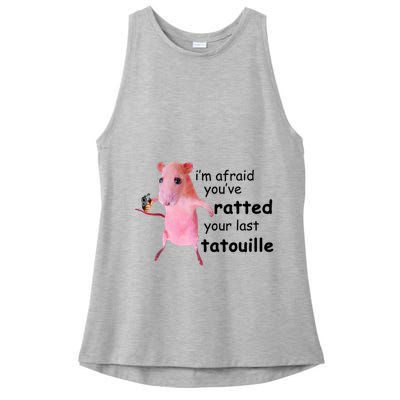 Im Afraid Youve Ratted Your Last Tatouille Funny Pink Rat Ladies PosiCharge Tri-Blend Wicking Tank
