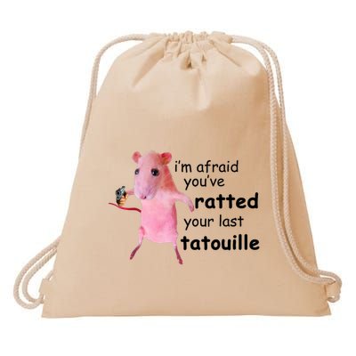 Im Afraid Youve Ratted Your Last Tatouille Funny Pink Rat Drawstring Bag
