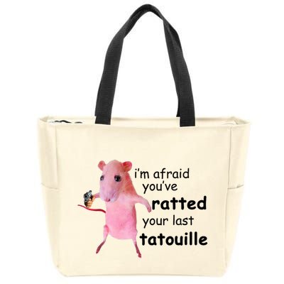 Im Afraid Youve Ratted Your Last Tatouille Funny Pink Rat Zip Tote Bag