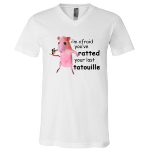 Im Afraid Youve Ratted Your Last Tatouille Funny Pink Rat V-Neck T-Shirt