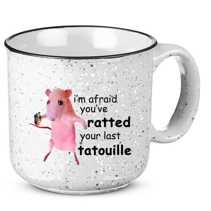 Im Afraid Youve Ratted Your Last Tatouille Funny Pink Rat 15oz Campfire Ceramic Mug