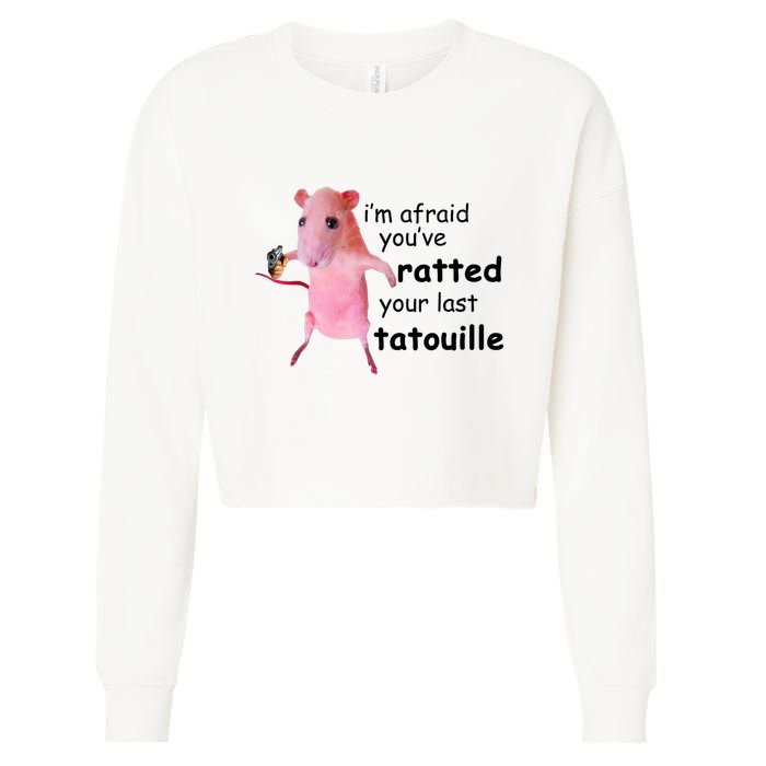 Im Afraid Youve Ratted Your Last Tatouille Funny Pink Rat Cropped Pullover Crew