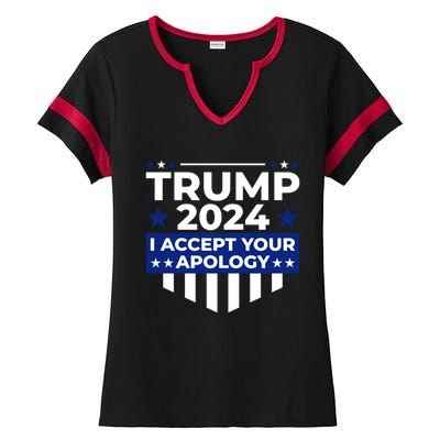 I Accept Your Apology 2024 Ladies Halftime Notch Neck Tee