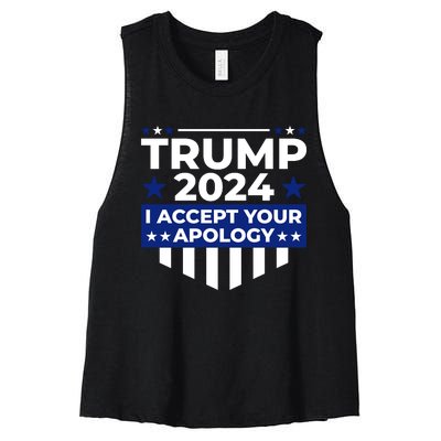 I Accept Your Apology 2024 Women's Racerback Cropped Tank