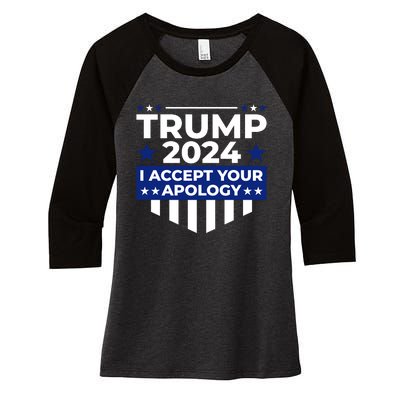 I Accept Your Apology 2024 Women's Tri-Blend 3/4-Sleeve Raglan Shirt