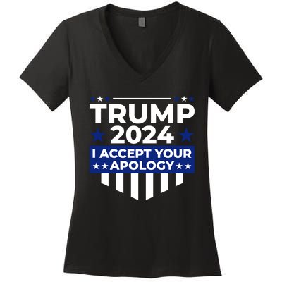 I Accept Your Apology 2024 Women's V-Neck T-Shirt