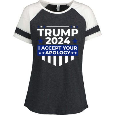 I Accept Your Apology 2024 Enza Ladies Jersey Colorblock Tee