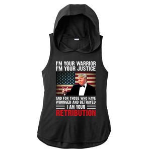 I Am Your Retribution Pro Donald Trump Usa Ladies PosiCharge Tri-Blend Wicking Draft Hoodie Tank