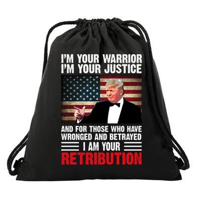 I Am Your Retribution Pro Donald Trump Usa Drawstring Bag