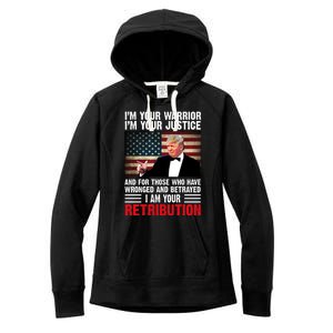 I Am Your Retribution Pro Donald Trump Usa Women's Fleece Hoodie