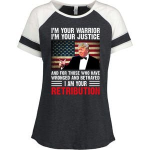 I Am Your Retribution Pro Donald Trump Usa Enza Ladies Jersey Colorblock Tee