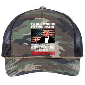 I Am Your Retribution Pro Donald Trump Usa Retro Rope Trucker Hat Cap