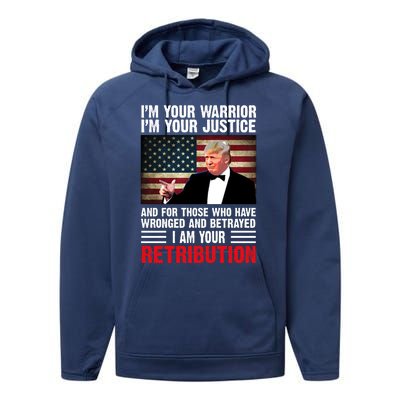 I Am Your Retribution Pro Donald Trump Usa Performance Fleece Hoodie