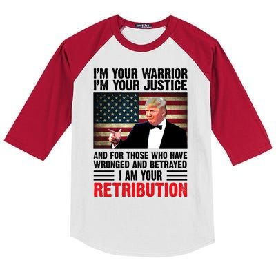 I Am Your Retribution Pro Donald Trump Usa Kids Colorblock Raglan Jersey