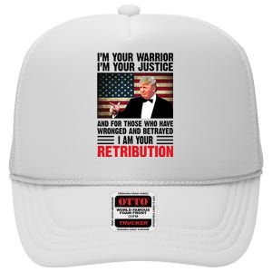 I Am Your Retribution Pro Donald Trump Usa High Crown Mesh Back Trucker Hat