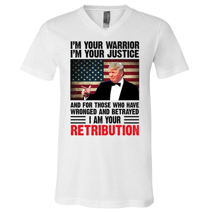 I Am Your Retribution Pro Donald Trump Usa V-Neck T-Shirt