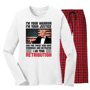 I Am Your Retribution Pro Donald Trump Usa Women's Long Sleeve Flannel Pajama Set 