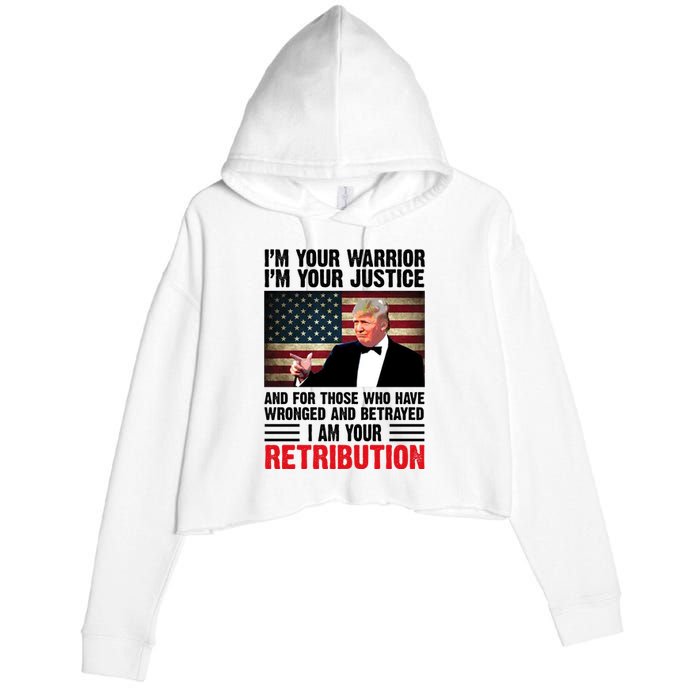 I Am Your Retribution Pro Donald Trump Usa Crop Fleece Hoodie