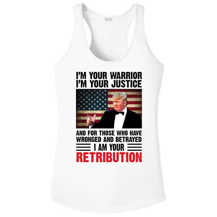 I Am Your Retribution Pro Donald Trump Usa Ladies PosiCharge Competitor Racerback Tank