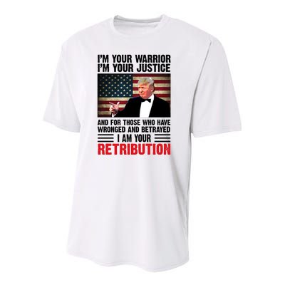 I Am Your Retribution Pro Donald Trump Usa Youth Performance Sprint T-Shirt