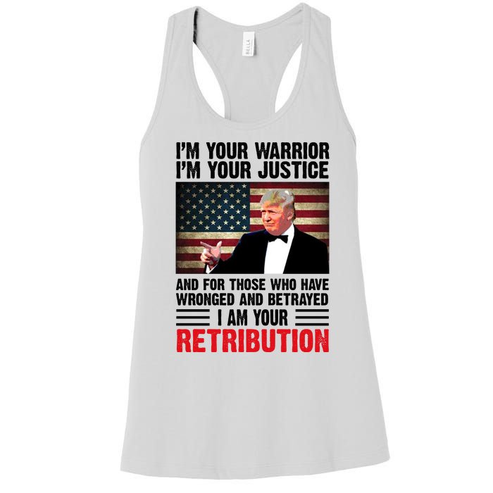 I Am Your Retribution Pro Donald Trump Usa Women's Racerback Tank