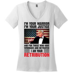 I Am Your Retribution Pro Donald Trump Usa Women's V-Neck T-Shirt