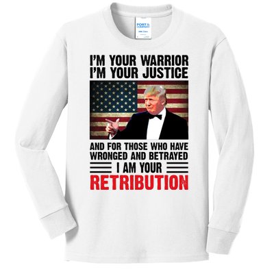 I Am Your Retribution Pro Donald Trump Usa Kids Long Sleeve Shirt