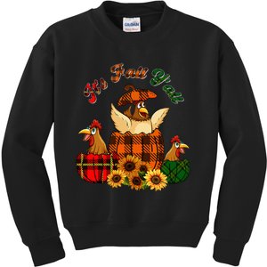 ItS Autumn YAll Thanksgiving Chickens Inside Fall Pumpkins Kids Sweatshirt