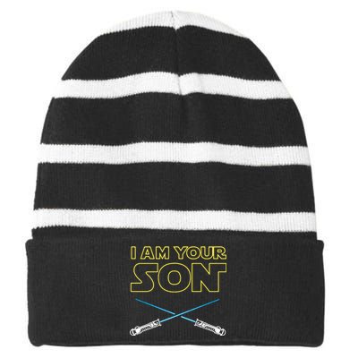 I Am Your Son Striped Beanie with Solid Band