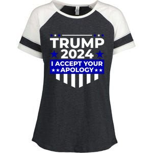 I Accept Your Apology 2024 Trump 2024 Enza Ladies Jersey Colorblock Tee