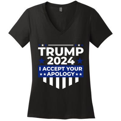 I Accept Your Apology 2024 Political Statement Women's V-Neck T-Shirt