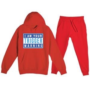 I Am Your Trigger Warning Funny Triggered Snowflake Gift Premium Hooded Sweatsuit Set