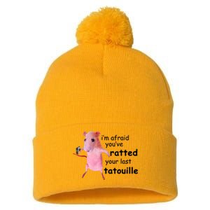 Im Afraid Youve Ratted Your Last Tatouille Funny Pink Rat Pom Pom 12in Knit Beanie