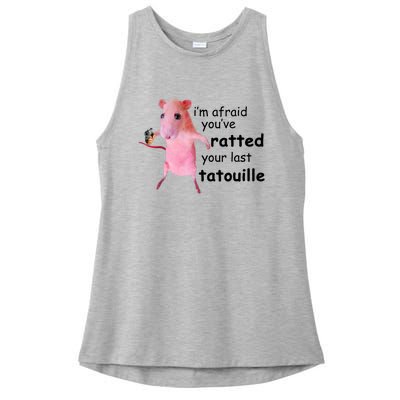 Im Afraid Youve Ratted Your Last Tatouille Funny Pink Rat Ladies PosiCharge Tri-Blend Wicking Tank